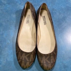 Michael Kors brown logo leather flats